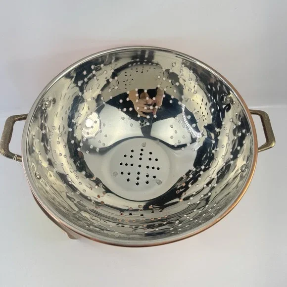 New Vintage ODI Colander Copper Brass Nickel Footed Pedestal 9" Strainer Decor - Picture 2 of 11